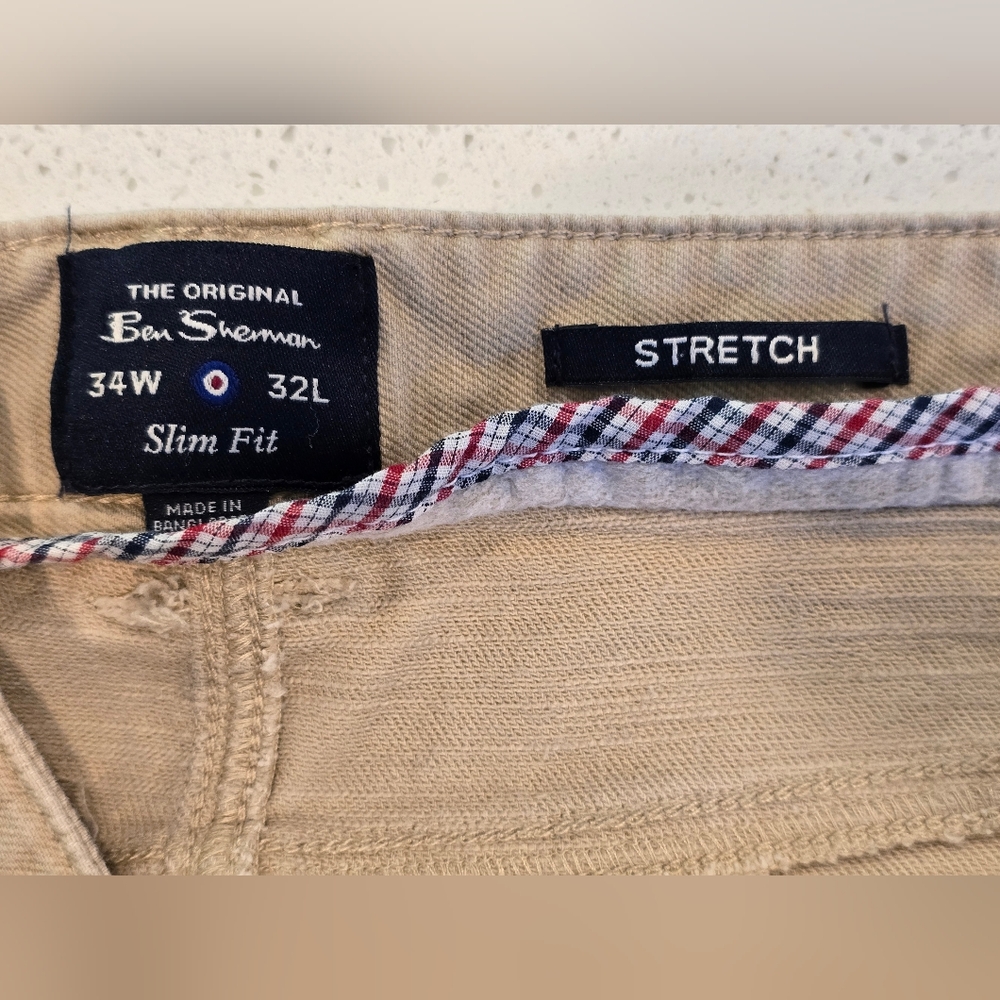 Tan / Biege / Khaki Ben Sherman Slim Fit Pants - Picture 3 of 7